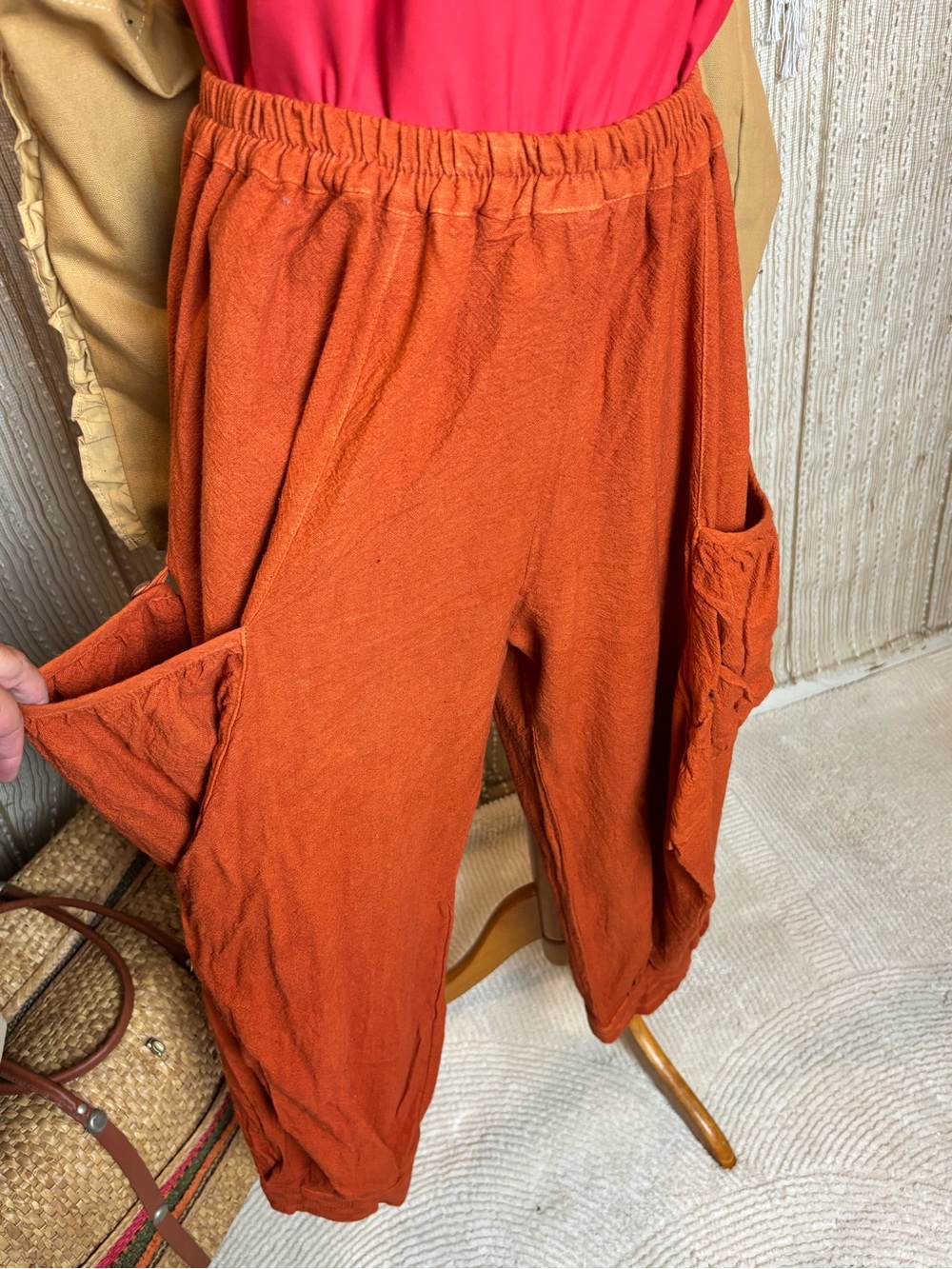 Women's Relaxed Cargo Pants in Burnt Orange